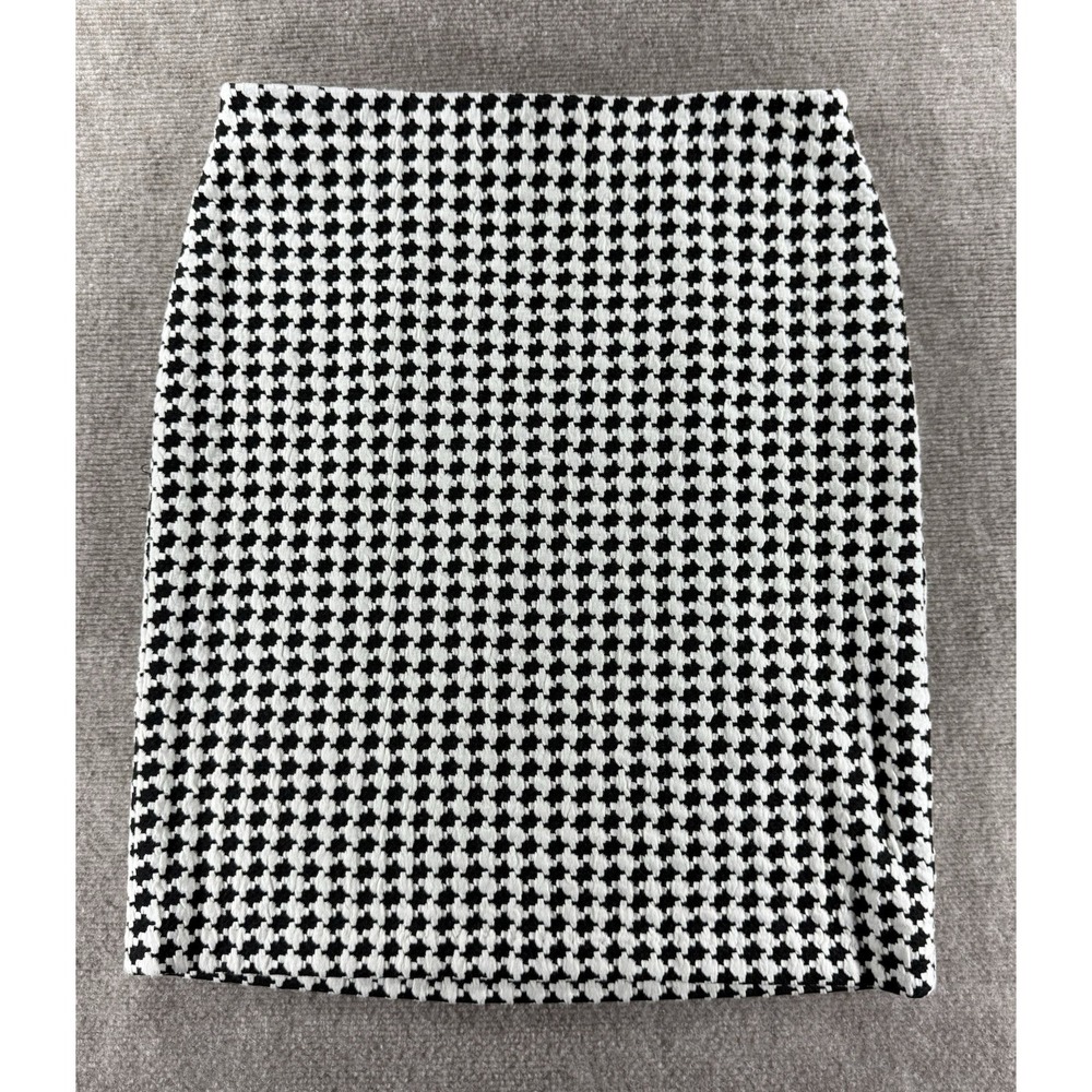 Philosophy Republic Clothing Skirt Women's 10 Houndstooth Black White Stretch